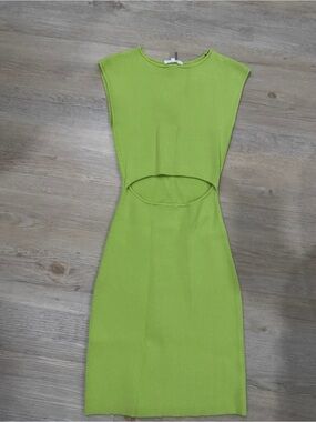 Sleeveless Lime Cutout Knit Mini Dress